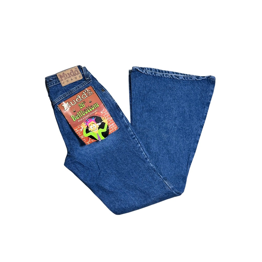 Vintage Mudd Jeans 26 Bellbottom Flare Denim Y2K Floral Embroidered Women Size 1